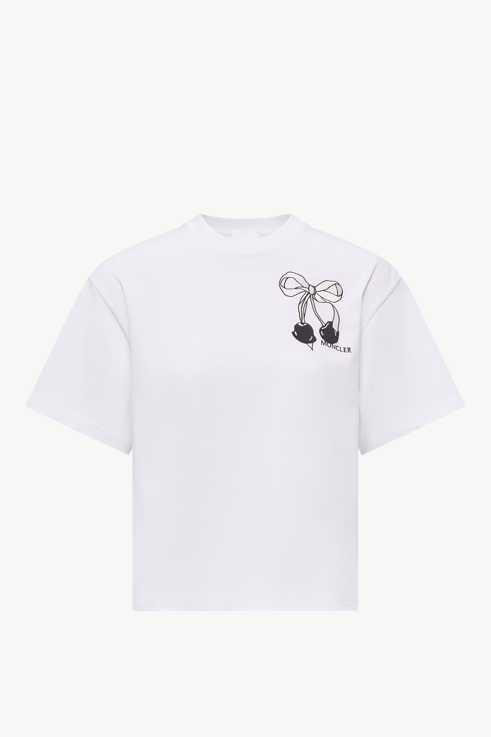 Embroidered Cherry Logo Cotton T-Shirt Women White Moncler 2